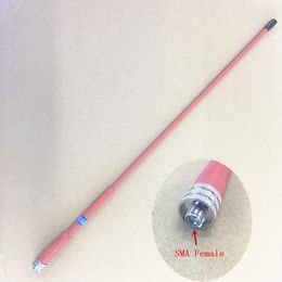 Walkie Talkie Red Long Whip Flexible UHF 400-470mhz Sma Female High Gain Antenna For Baofeng Wouxun TYT Puxing TDX Etc