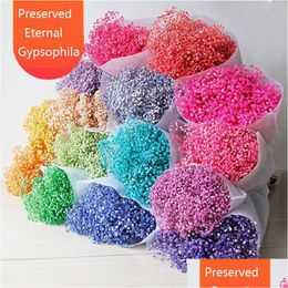 Decorative Flowers Wreaths Natural Gypsophila Fresh Preserved Real Baby Breath Flower Branch 100G Dry Bouquet Drop Delivery Home G Dhwn6