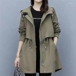 Women's Trench Coats 2023 Safari Style Hooded Coat Women Loose Windbreaker Cloak Spring Autumn Fashion Lady Outerwear Casual Tops