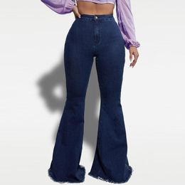 Jeans 2022 New High Waist Women's Jeans Fashion Sexy Flared Pants Vintage Denim Trousers Blue Bell Bottom Jeans Mom's Work Pants