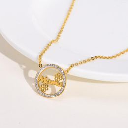 Pendant Necklaces Chic White Zircon Chain For Women Stainless Steel Mama Minimalist Necklace Charm Jewellery To MOM Girls