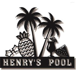Party Decoration Personalized Beach Theme Sign Custom Pool Drink Metal Wall Art Name Outdoor