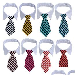 Dog Apparel Pets Necktie Adjustable Cat Pet Grooming Bow Tie Polyester Striped Puppy S M Drop Delivery Home Garden Supplies Dh9A8