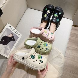 Sandals Drip Plastic Shoes Flower Slippers Men's Women's Outdoor Non-slip Bag Toe Drag Summer Casual Beach Hole Sandals HA6332-2-09