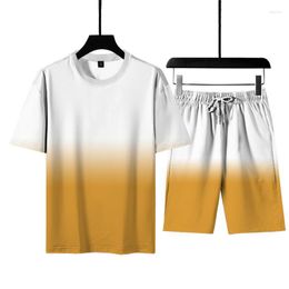 Men's Tracksuits Men's Tracksuit 3D Design Gradient Sport Street Tshirts With Short Pants 6XL Over Size Casual Clothes