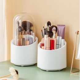 Storage Boxes 360 Degree Makeup Brush Container Rotating Holder Make Up Brushes With Clear Cover For Vanity Home Use