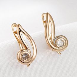 Hoop Earrings Wbmqda 585 Rose Gold Color Piano Note Zircon For Women Geometric Hollow Fashion Design Wedding Party Jewelry Gift