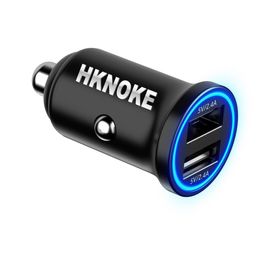 HKNOKE fast charging usb car charger 4.8A 24 suitable for iPhone 14 14 Plus 14 Pro Max iPad Samsung Galaxy s10