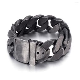 Link Bracelets Black 25mm 316L Stainless Steel Bracelet For Men Dark Punk Cuban Hand Chain Women Rock Jewelry Wholesale Drop