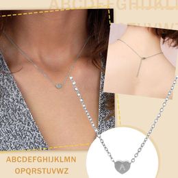 Pendant Necklaces Womens Jewellery Name Initials Heart Necklace Women's Fashion 26 Letters Love Girls The First Letter AccessoriesPendant