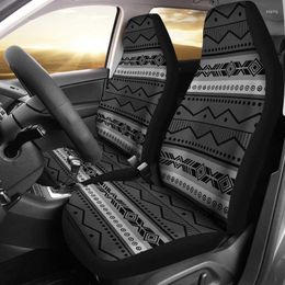 Car Seat Covers Grey And Black Ethnic Pattern Protectors Tribal B Pack Of 2 Universal Front Protective Cover