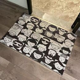 Carpets Can Be Cut Customized Oil-Proof Anti-Skid Entrance Door Mat Bathroom Living Room Carpet Cartoon PVC Silk Circle