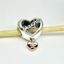 Pandora Love You Daughter Heart Charm 925 sterling silver Pandora Murano lampwork Moments for fit Charms beads Bracelets Jewelry 782327C00 Andy Jewel