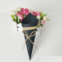 Gift Wrap Ice Cream Flower Diy Bouquet Candy Boxes Kraft Paper Cones Gifts Party Supplies Favors Birthdaygift Giftgift Drop Dhmer