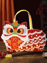 Gift Wrap 2023 Chinese Candy Boxes Year Lion Dance Big Lantern Portable Cake Decoration Happy Creative Hand Box