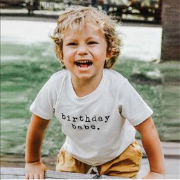 T-shirts Unisex Baby Children's Clothing Birthday Babe Letter T-shirt For Girls Boys Ins Style Toddler Kids Cotton Tees T-shirts Tops 8T AA230518