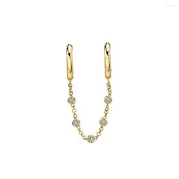 Hoop Earrings Chain Link Double Ring Zircon Ear Hoops For Women Boho Piercing Fashion Jewellery Ins Same Earring Party Gifts