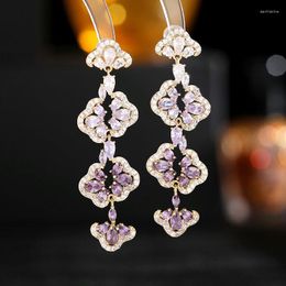 Dangle Earrings French Fashion Statement Petal For Women Brand Design Elelgant Temperament Wedding Party Jewelry Gold Plated