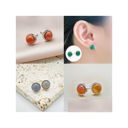 Stud Stainless Steel Natural Stone Earrings Women Fashion Jewellery Malachite Opal Statement Party Gift Men Drop Delive Dhgarden Dhp9Z