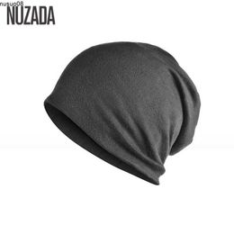 Beanie/Skull Caps Brand NUZADA Solid Colour Unisex Men Women Skullies Beanies Hedging Cap Knit Knitted Cotton Double Layer Fabric Caps Bonnet Hat J230518