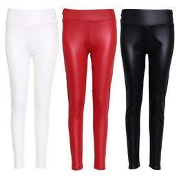 Active Pants Womens High Waist Faux Leather Stretchy Pencil Shiny Matte Leggings