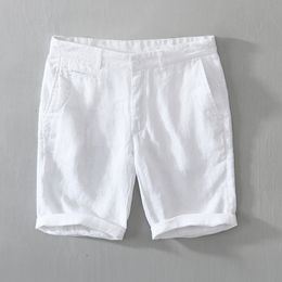 Men's Shorts Pure Linen Shorts for Men Summer Fashion Solid White Loose Holiday Shorts Man Casual Plus Size Button Fly Short Pants 230518