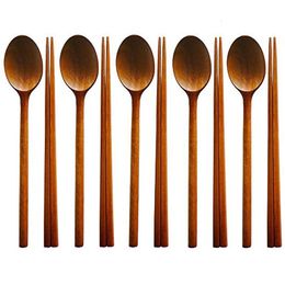 Dinnerware Sets Handmade Jujube Tree Wooden Korean Dinnerware Combinations Utensil 5 Set of Spoons and Chopsticks Promotion 230518