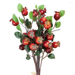 Decorative Flowers Artificial Pomegranate Berries Christmas Fruit Branches Decor Berry Rosehip Faux Bouquet Stems Flower Fake Red Holly