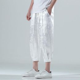 Men's Pants Summer Harem Men Joggers Chinese Style Calf-length Casual Baggy Male Capris Trousers Cotton Seven Point