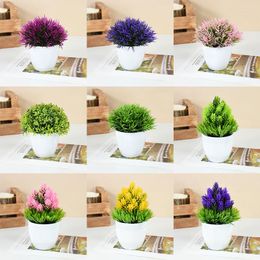 Decorative Flowers 1Pc Green Artificial Plant Potted Home Decor Bonsai Fake Flower Succulents Grass Balcony Decoration El Garden Ornament