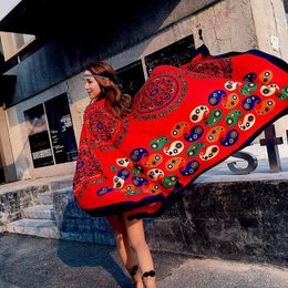 Scarves Beach Vacation Sunscreen Shawl Female Ethnic Style Oversized Tulle Scarf Summer Fashion Cloak Wild