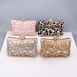 Evening Bags Diamonds Women Hollow Out Style Rhinestones Flap Design Day Clutch Chain Shoulder Party Handbags Purse 230427