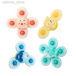 3PSCBath Toys 1PC Baby Cartoon Sea Animal Spinners Toy Play Water ABS Suction Cup Spinning Top Gyro Stress Reliever Kids Bath Educational Toys