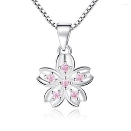 Pendant Necklaces Arrival Silver Color Cherry Blossoms Pure Jewelry For Women