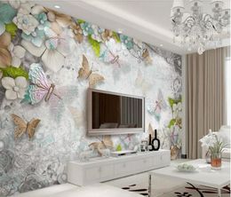 Wallpapers CJSIR Custom Po Wallpaper Wall Murals Stickers 3d Gorgeous Mediterranean Butterfly Flowers Pearl TV Decor