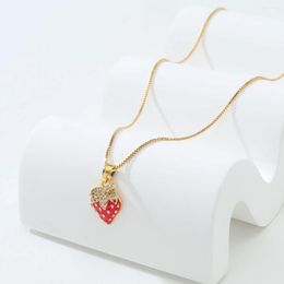 Pendant Necklaces CHIAO High Quality 18K Gold Plating Jewelry Strawberry Necklace For Women