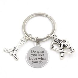 New Arrival Stainless Steel Key Chain Key Ring Sport Ice Hockey Key Chain Keyring Hockey Lover Gifts for Men Women Jewelry239A