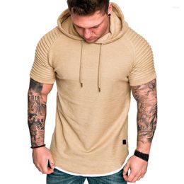 Men's T Shirts Men's Oversized T-shirt Summer Man Short Sleeve T-shirts Casual Solid Hooded Shirt Homme Plus Size Tops Streetwear Men