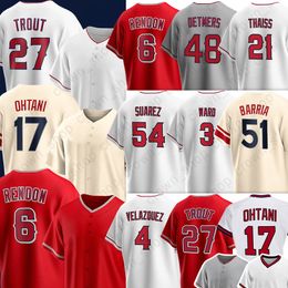 27 Mike Trout Angels Baseball Jerseys Shohei Ohtani Anthony Rendon Reid Detmers Matt Thaiss Jose Suarez Hunter Renfroe Jaime Barria Hunter Renfroe Gio Urshela