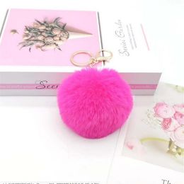 Creative models imitating rabbit artificial fur ball hanging key Rings chain pendant luggage ornaments Jewellery accessories229t