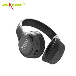 Headsets ZEALOT B28 Wireless Headphones Noise Reduction Bluetooth Earphone Stereo Foldable Sport Headset With Mic LED Digital Display 230518