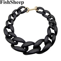 Chokers Matt Black Acrylic Resin Long Chain Necklace For Women Bohemian Frosted Plastic Choker Necklaces Collar For Women Jewelry Gift 230518