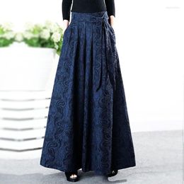 Ethnic Clothing 2023 Chinese Retro Style Cotton Linen Wide Leg Pants For Women Loose High Waist Daily Straight Tube Long G737