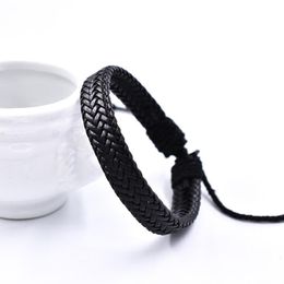 Link Bracelets Chain Korean Version Of Simple Wax Thread Braided Leather Bracelet Machine PU Men's And Women's Wild Bracel