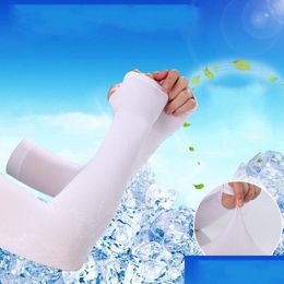 Protective Sleeves Ice Fabric Arm Summer Silk Uni Riding Sleeve Sports Uv Protection Running Cycling Driving Drop Delivery Home Gard Dhe1D