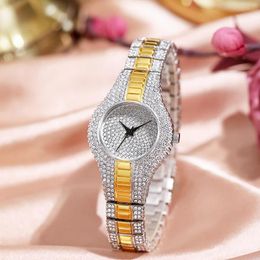 Wristwatches European Style Fashion Women Watches Luxury Full Diamond Rhinestone Watch For Ladies Quartz Wrist Bracelet Set