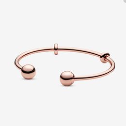 Luxury Rose Gold Cuff Bangle for Pandora 925 Sterling Silver Wedding Party Jewellery designer Bracelet For Women Girlfriend Gift Charm Bracelets with Original Box Set