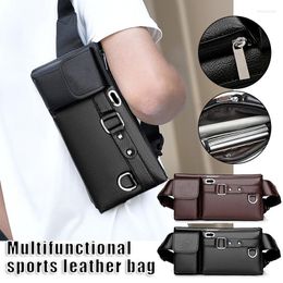 Duffel Bags Men's PU Leather Sling Bag Chest Shoulder Anti Scratch Waterproof Multifunction Pouch D88