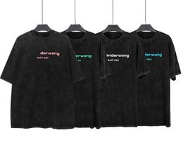 Designer-T-Shirts für Herren, T-Shirt, T-Shirt aus Baumwollmischung, Shorts, Damen-Shorts mit Distress-Washing-Aufdruck, Rundhalsausschnitt, Ärmel-Shorts, Damen, einfarbig, elastisch, Femme, Vintage-T-Shirts, Tops