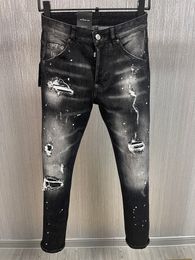 Men's Jeans COOLGUY JEANS Classic Hip Hop Moto Mens Design Ripped jeans Denim Biker black 880